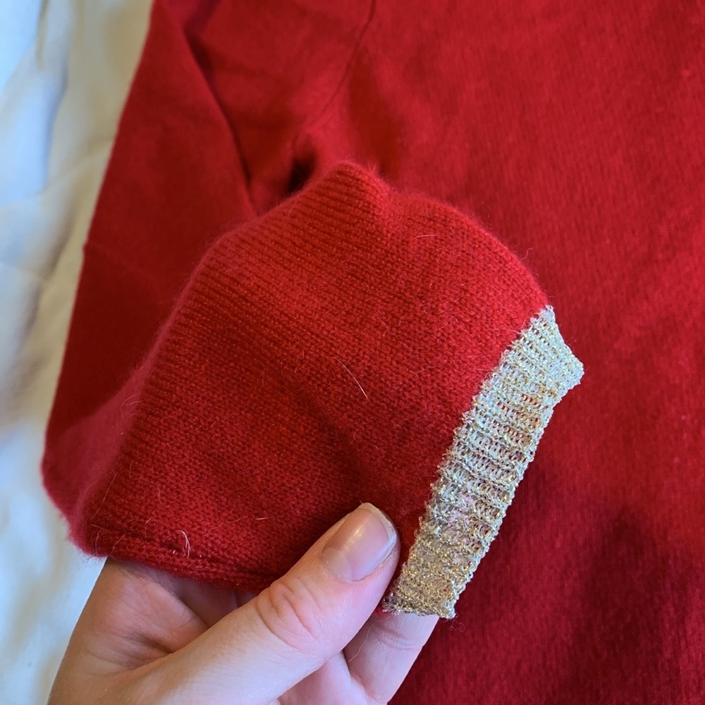 100% Cashmere 2 ply Peck and Peck Red Sweater - Picture 5 of 11